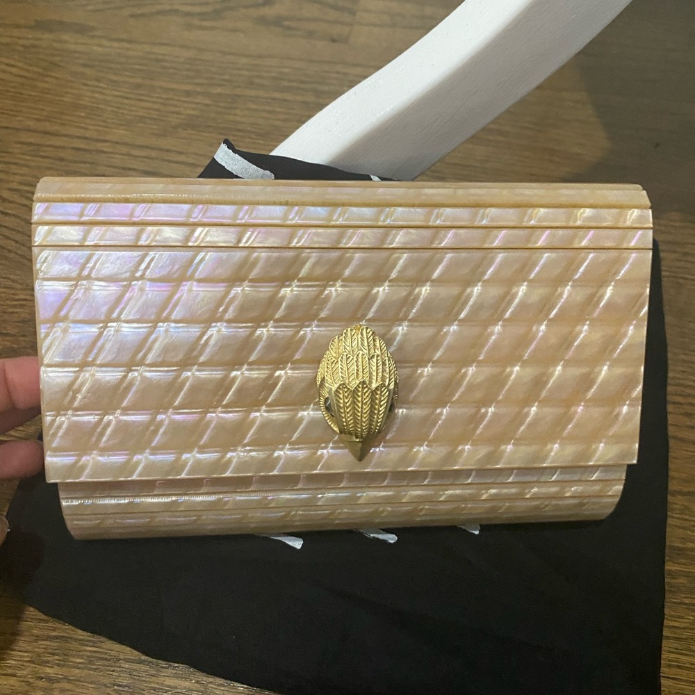 Kurt Geiger Elegant Cream Clutch with Gold Accent